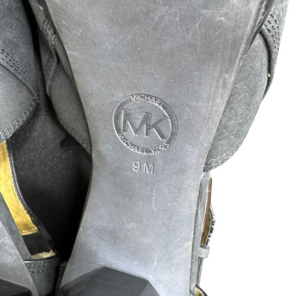 NWOB Michael Kors "Greenwich" Black Leather Peep-Toe Heels, 4.5" Heel, Size 9 - Picture 8 of 11